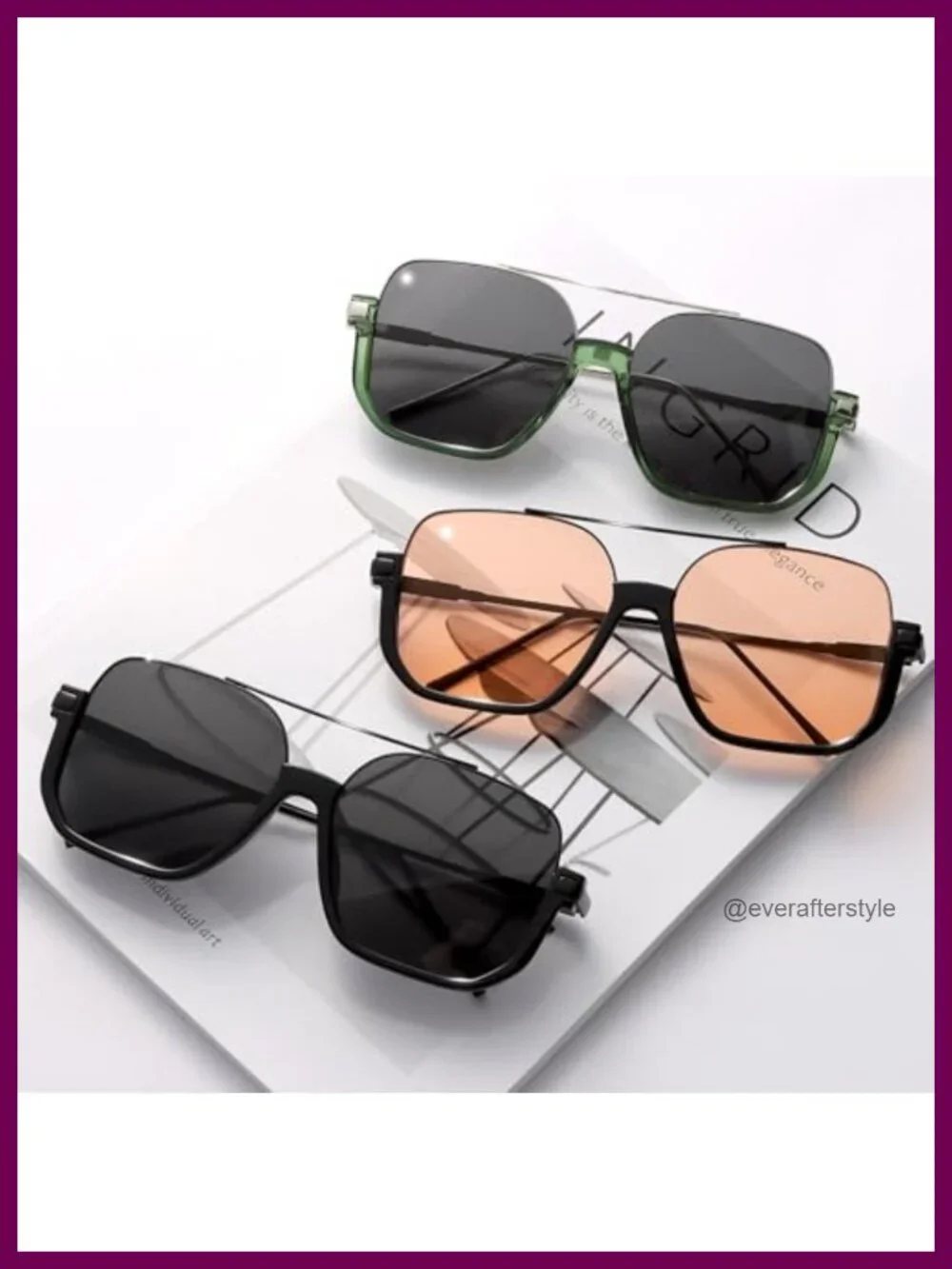 Retro Oversized Square Sunglasses 3 Pack UV Protection